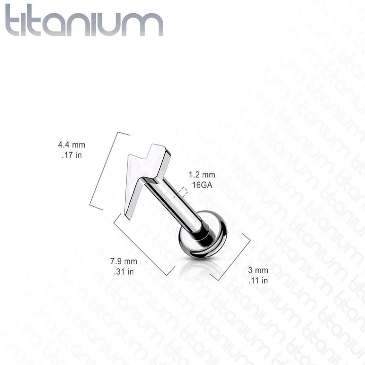 Internally Threaded Small Lightning Bolt Implant Grade Titanium Labret - Pierced Universe