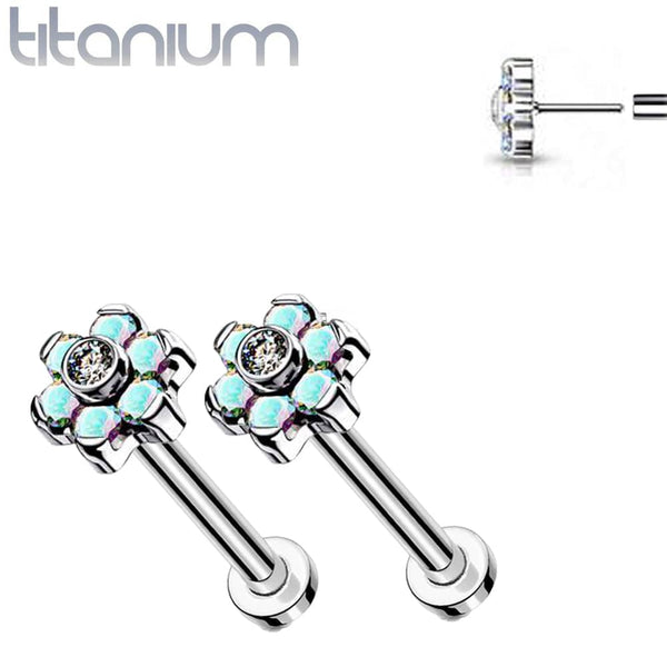 Pair of Implant Grade Titanium Threadless Aurora Borealis CZ Earring Studs with Flat Back Pair of Implant Grade Titanium Threadless Aurora Borealis CZ Earring Studs with Flat Back