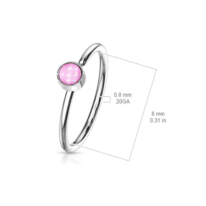 Pink Stone Surgical Steel Nose Hoop Ring - Pierced Universe