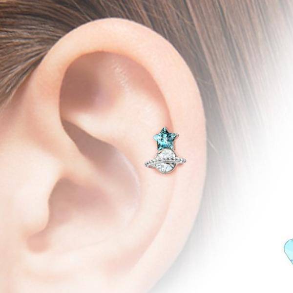 Rose Gold Plated Surgical Steel Star & Saturn Helix Barbell - Pierced Universe