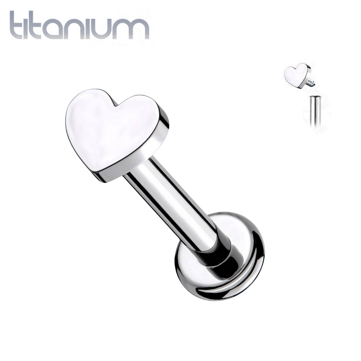 Internally Threaded Small Heart Implant Grade Titanium Labret - Pierced Universe